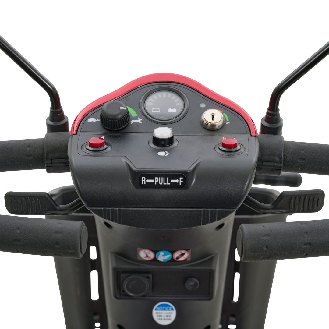 Golden Technologies Companion Mid Size 3-Wheel Mobility Scooter in Red Dashboard