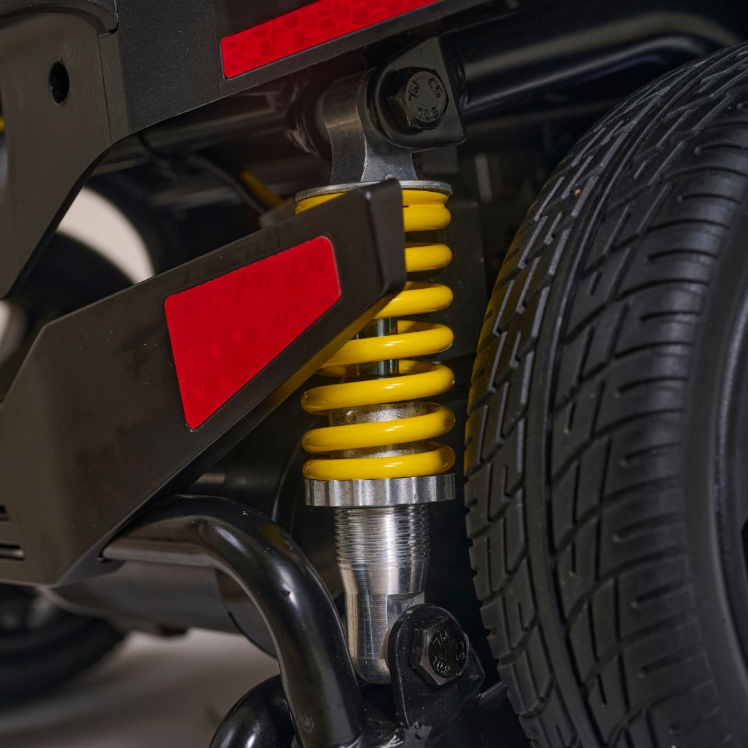 Buzzaround XL+ 4-Wheel Mobility Scooter by Golden Technologies suspension