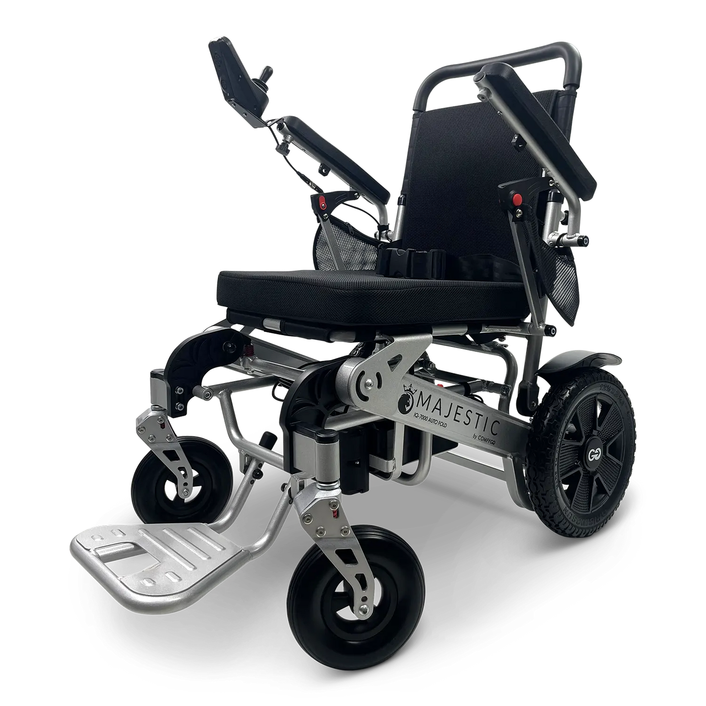 ComfyGo Majestic IQ-7000 Electric Wheelchair with Remote Control and Auto-Fold in Silver Frame