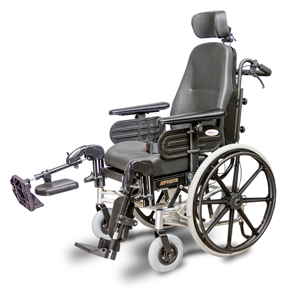 Heartway Spring is a manual wheelchair with a lightweight aluminum frame with elevating leg rests