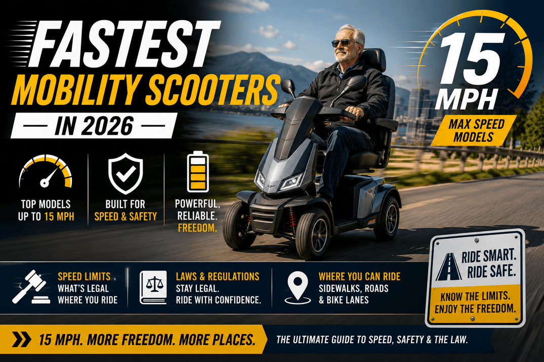 Fastest Mobility Scooters in 2026: 15 MPH Models, Speed Limits & Laws