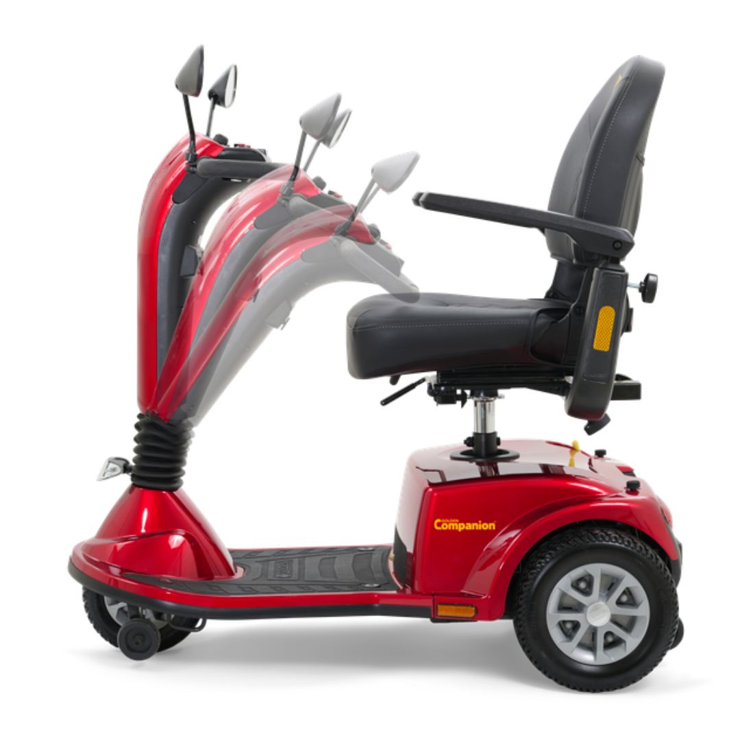 Golden Technologies Companion Mid Size 3-Wheel Mobility Scooter in Red Tiller Motion