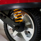 Golden Technologies Companion Full Size 3-Wheel Mobility Scooter in Red Suspension Close Up