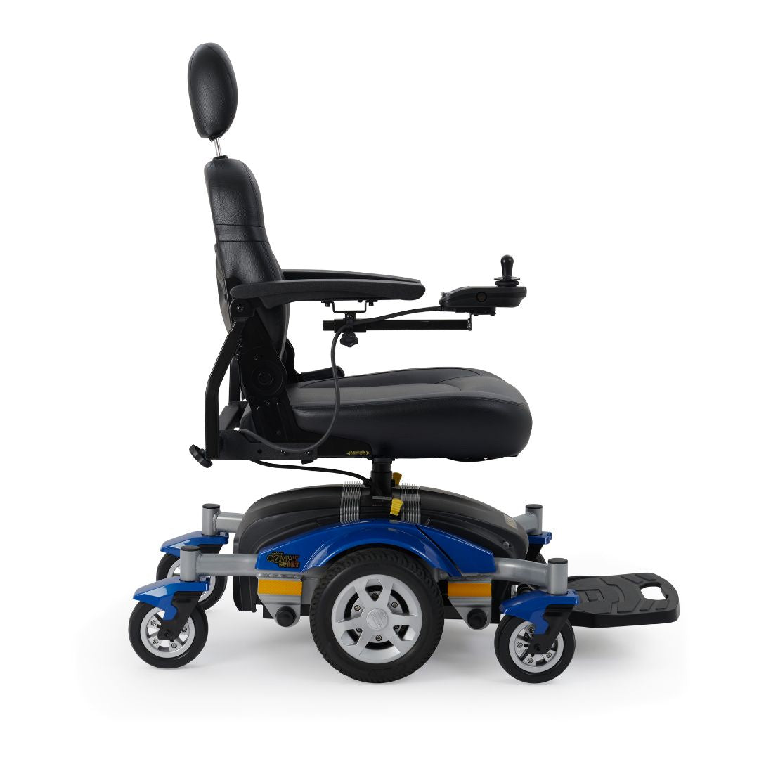 Golden Technologies Compass Sport Power Wheelchair in Blue Side View
