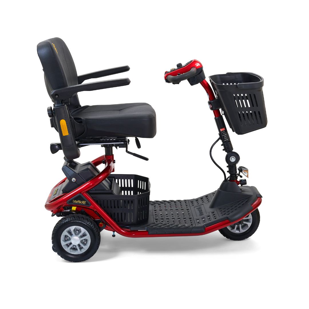 Golden Technologies LiteRider 3-Wheel Mobility scooter in Red Side View