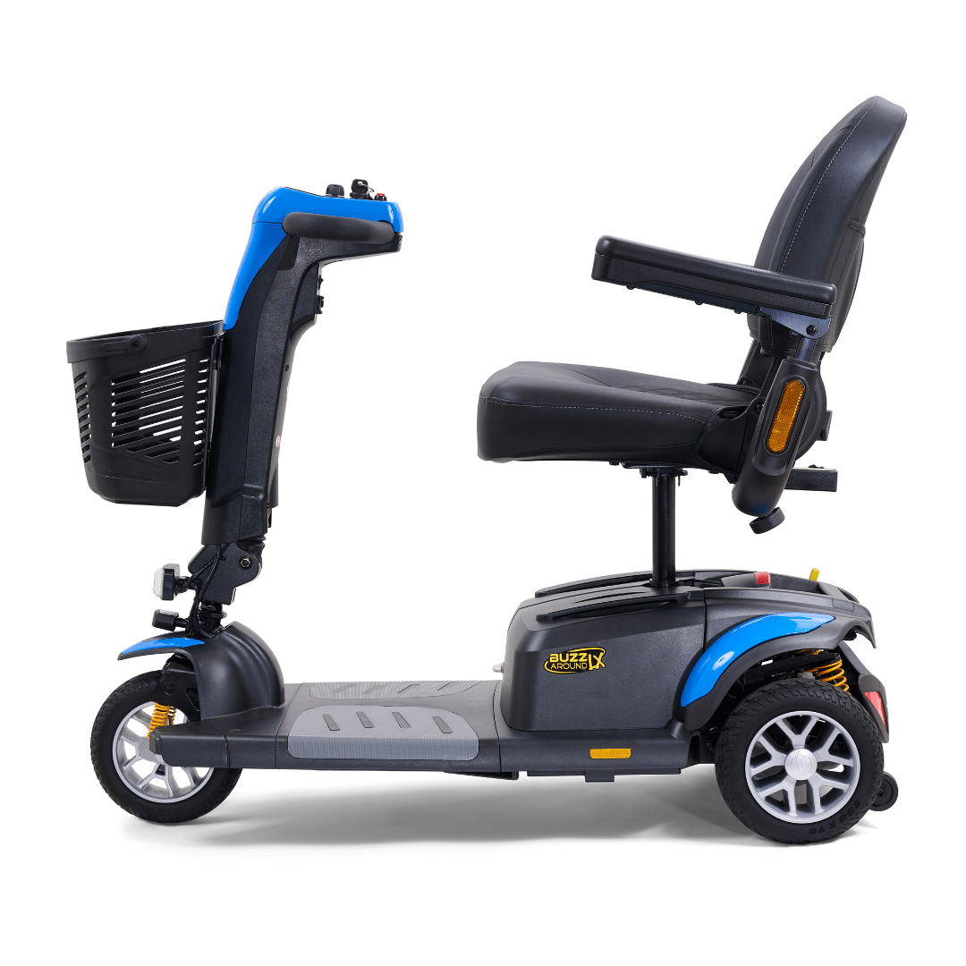 Golden Technologies Buzzaround LX 3-Wheel in blue side view