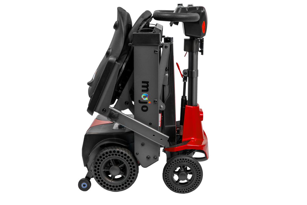 Mojo Manual Folding Scooter by Enhance Mobility in Red Folded