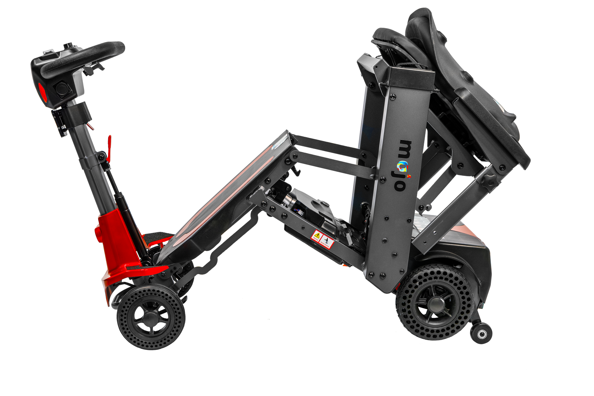 Mojo Manual Folding Scooter by Enhance Mobility in Red Folding