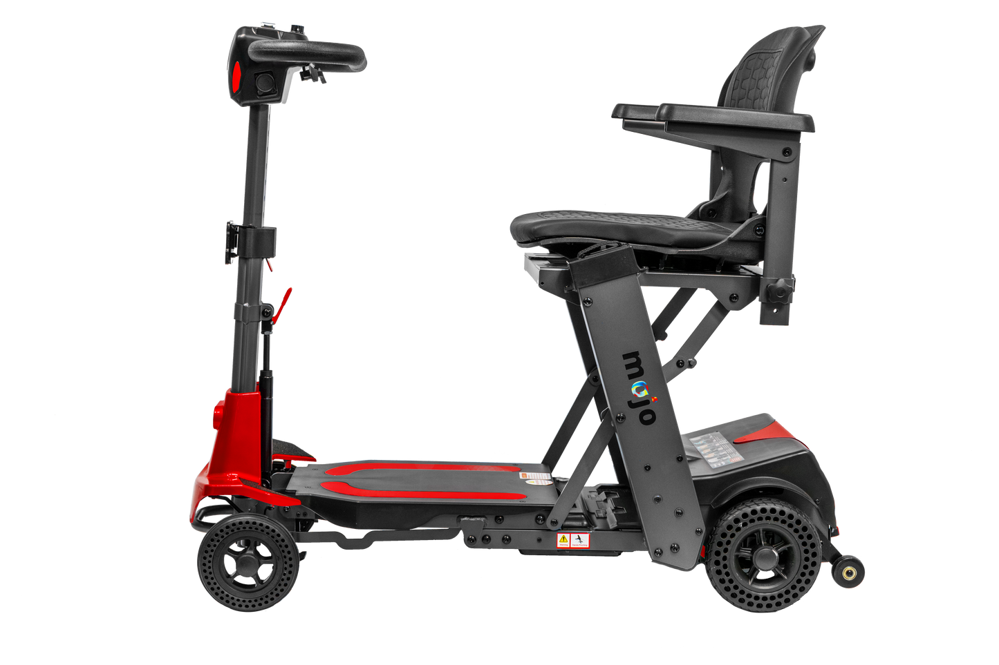 Mojo Manual Folding Scooter by Enhance Mobility in Red Side View