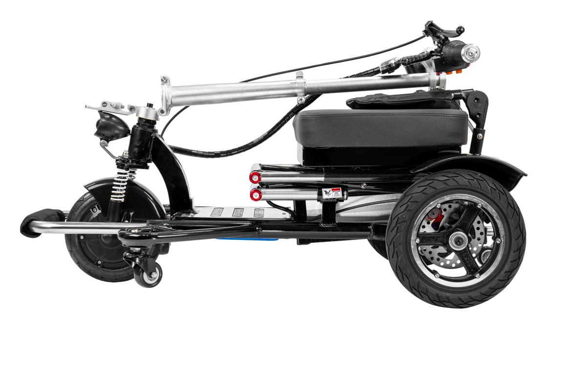 Enhance Mobility Triaxe Sport Folding Mobility Scooter in Black Folded