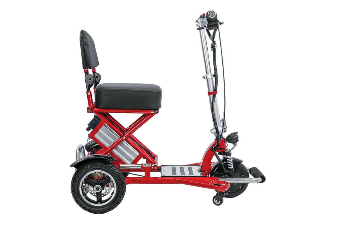 Enhance Mobility Triaxe Sport Folding Mobility Scooter in Red Side View