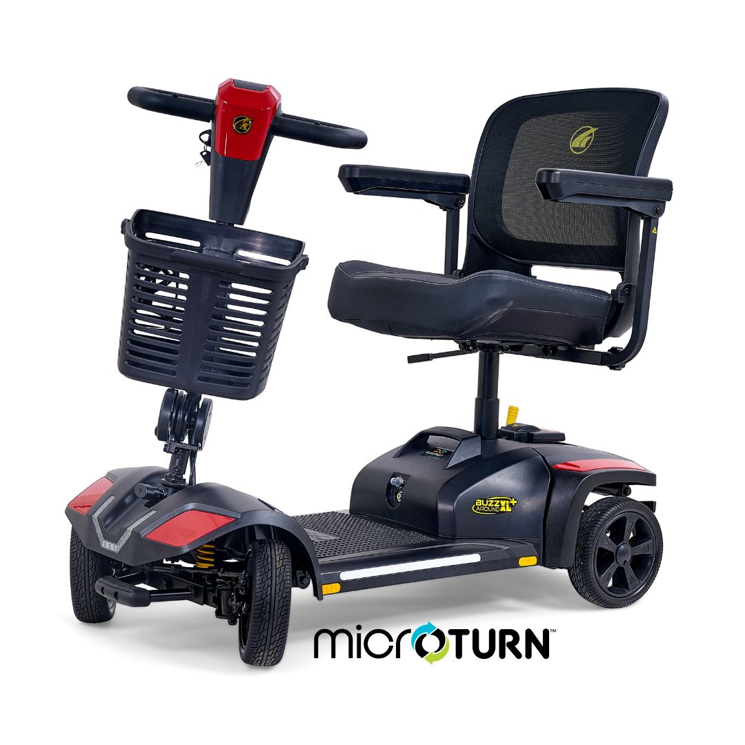 Buzzaround XL+ 4-Wheel Mobility Scooter by Golden Technologies in Red Microturn
