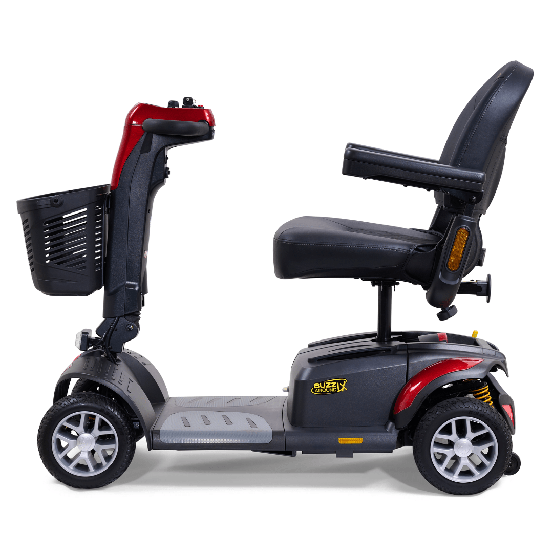 Golden Technologies Buzzaround LX 4-Wheel Mobility Scooter in Red Side View