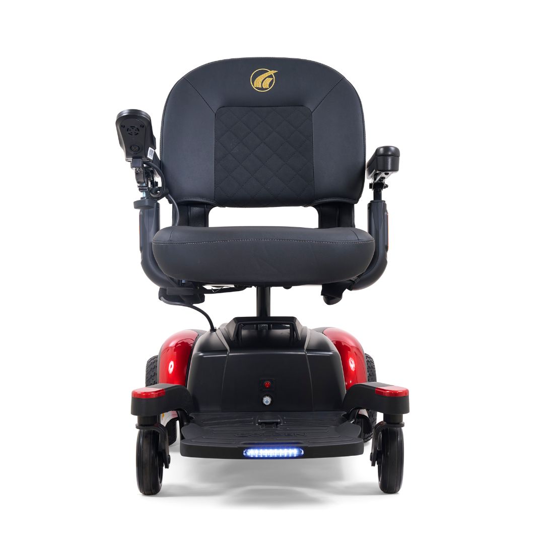 Golden Technologies BuzzAbout Travel Electric Wheelchair in Red Front View