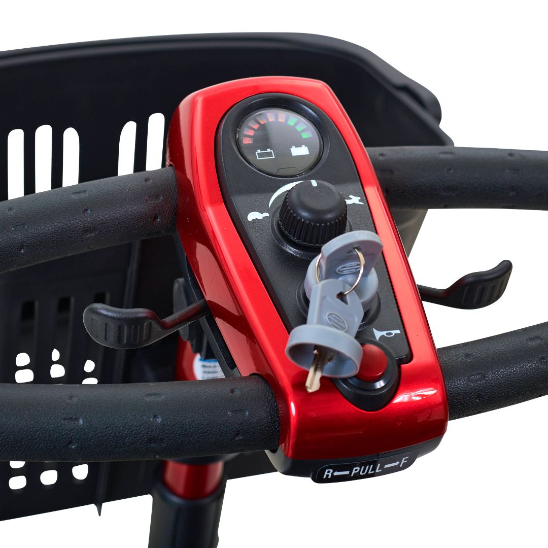 Golden Technologies LiteRider 3-Wheel Mobility scooter in Red Tiller