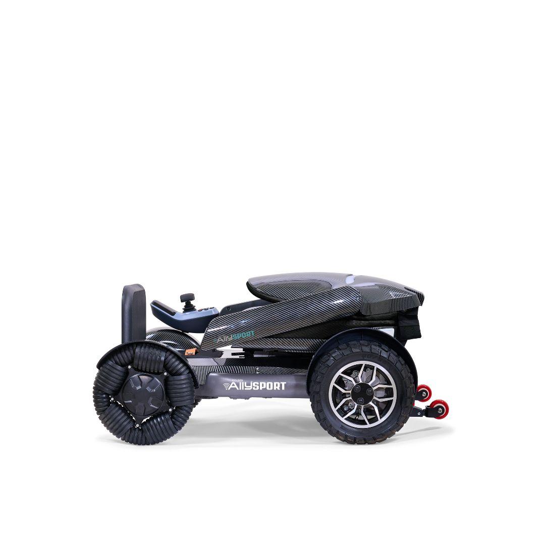 Golden Ally Sport Power Wheelchair by Golden Technologies in Carbon Fiber Folded