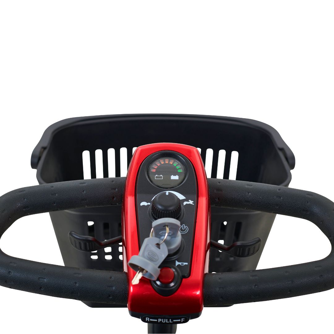 Golden Technologies LiteRider 3-Wheel Mobility scooter in Red Tiller