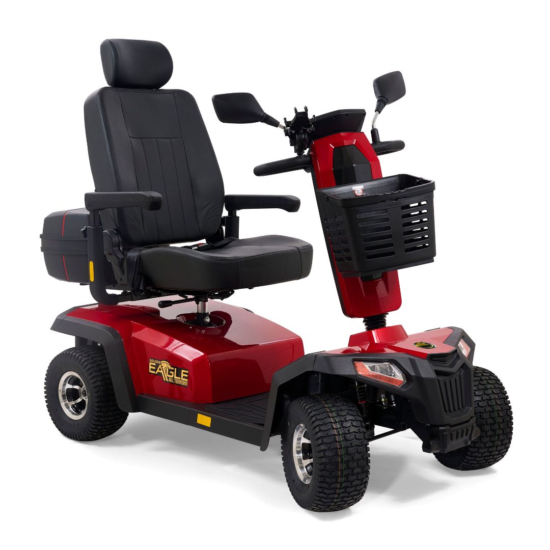 Golden Technologies Eagle GR596 All-Terrain Mobility Scooter in Red Side View