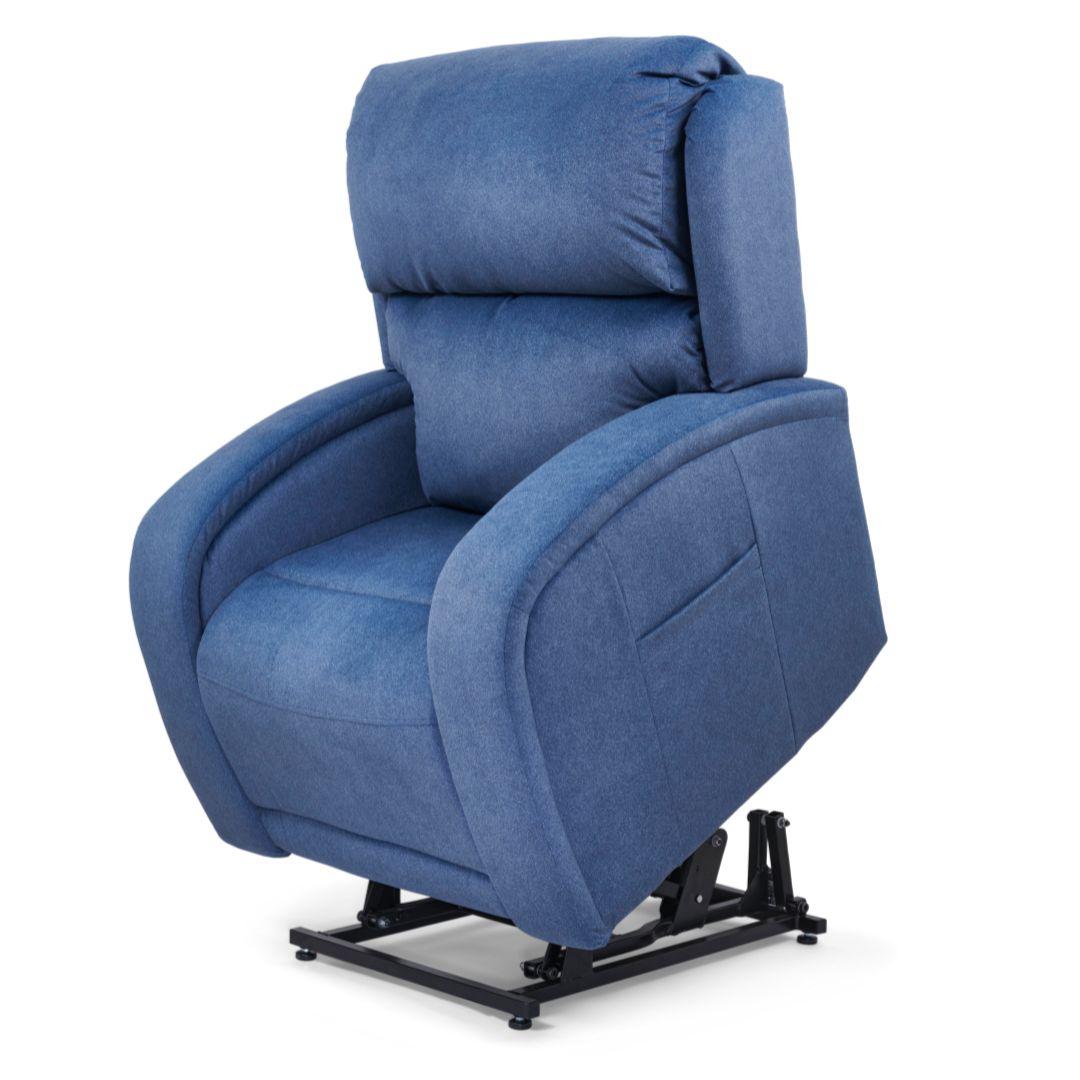 Golden Technologies EZ Sleeper PR-761 MaxiComfort with Twilight Lift Chair Recliner in Blue, Lifted, Side View