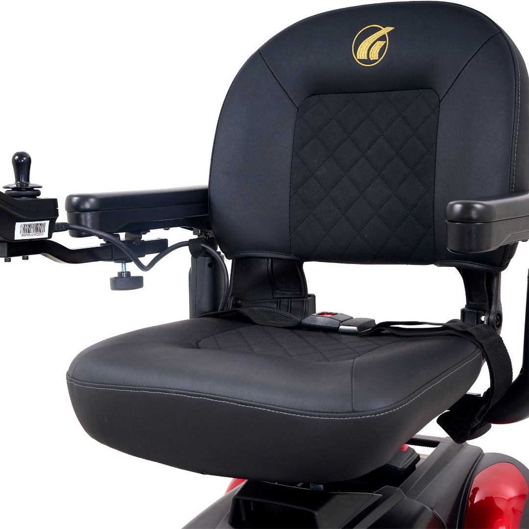 Golden Technologies BuzzAbout Travel Electric Wheelchair in Red Seat