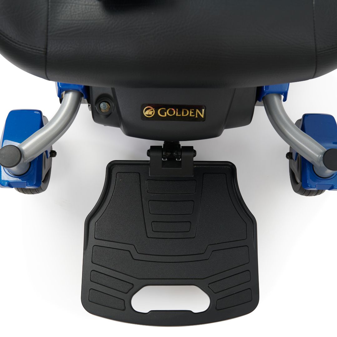 Golden Technologies Compass Sport Power Wheelchair in Blue Footrest