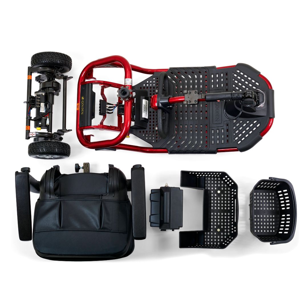 Golden Technologies LiteRider 3-Wheel Mobility scooter in Red Disassembled