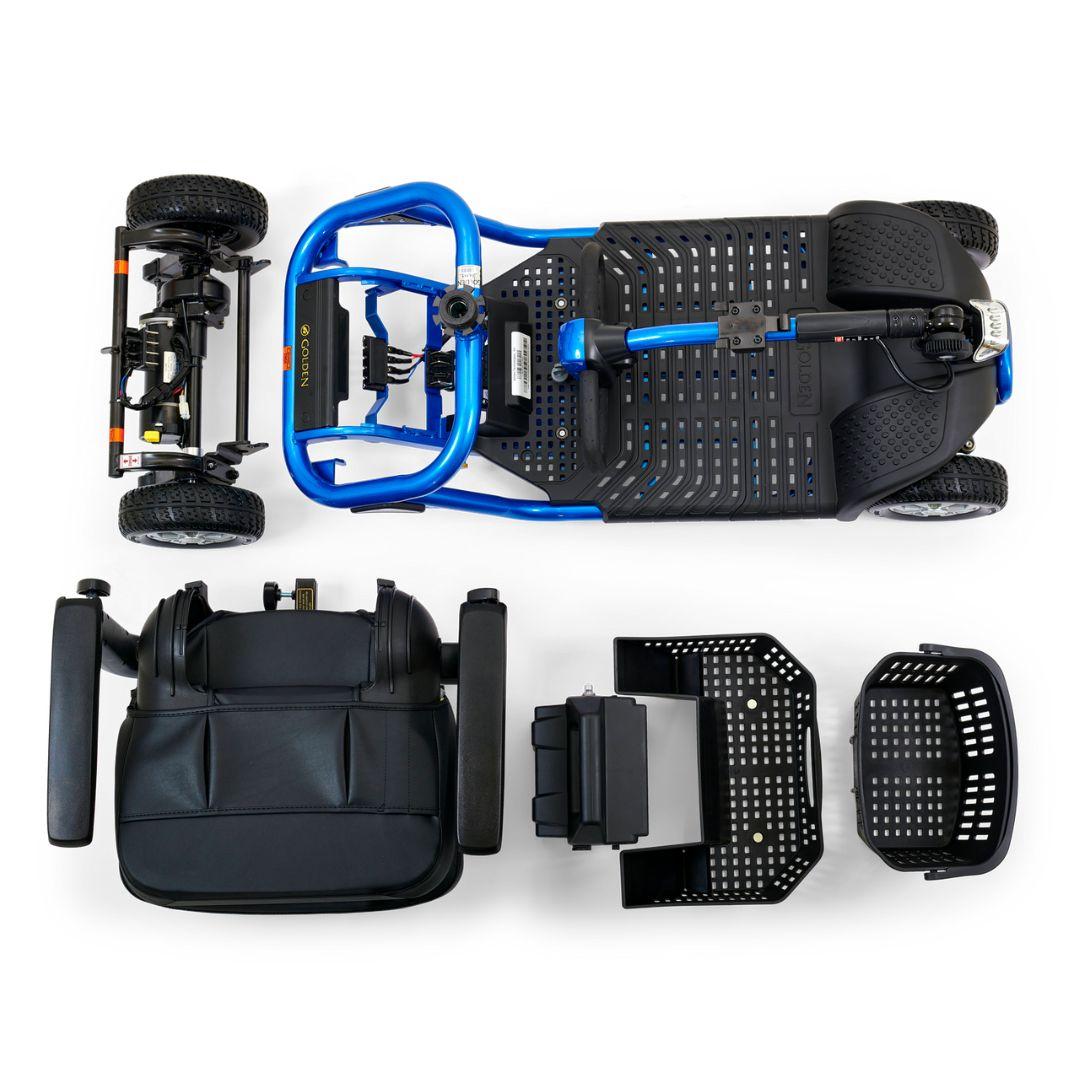 Golden Technologies LiteRider 4-Wheel Travel Mobility Scooter in Blue Disassembled