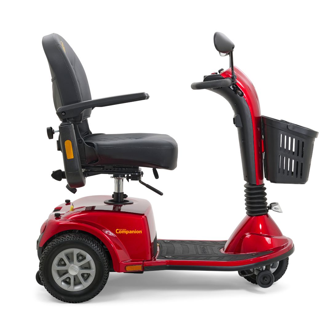 Golden Technologies Companion Mid Size 3-Wheel Mobility Scooter in Red Side View