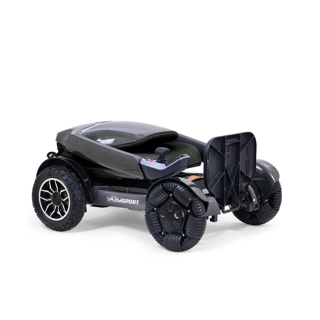 Golden Ally Sport Power Wheelchair by Golden Technologies in Carbon Fiber Folded