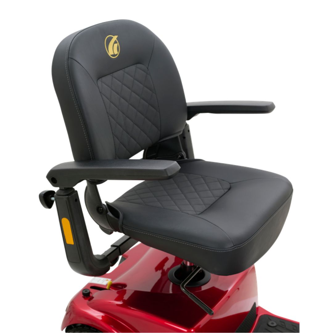 Golden Technologies Companion Mid Size 3-Wheel Mobility Scooter in Red Seat Close Up