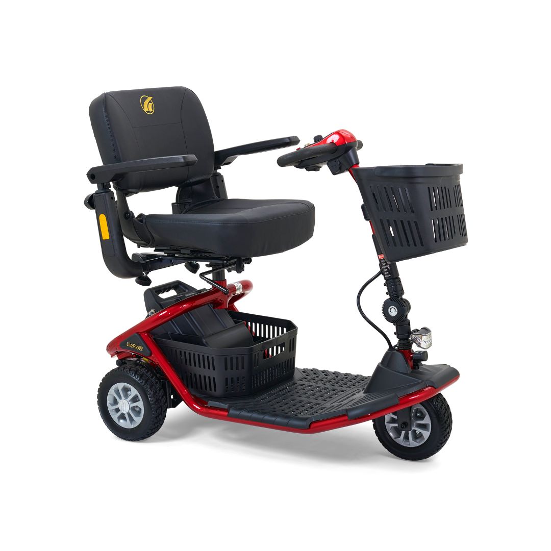 Golden Technologies LiteRider 3-Wheel Mobility scooter in Red Side View