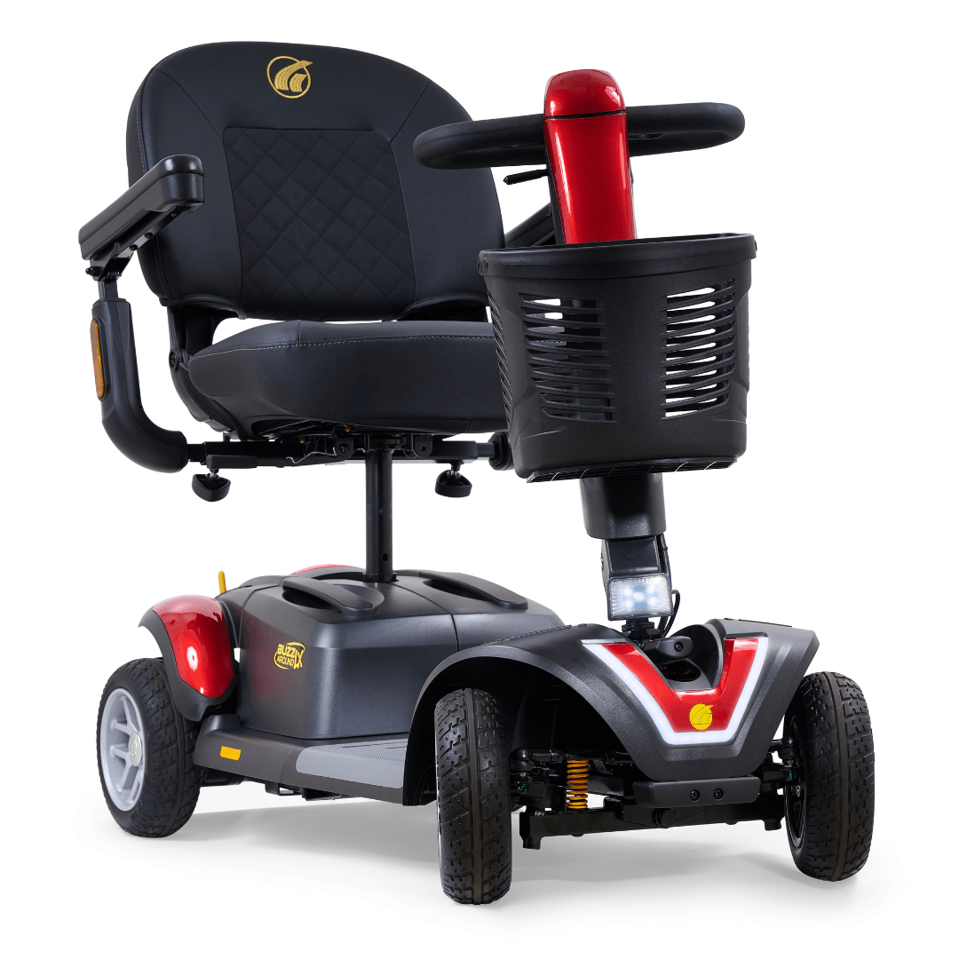 Golden Technologies Buzzaround LX 4-Wheel Mobility Scooter in Red Turned