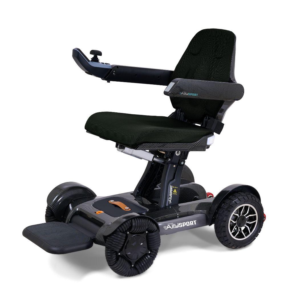 Golden Ally Sport Power Wheelchair by Golden Technologies in Carbon Fiber Side View