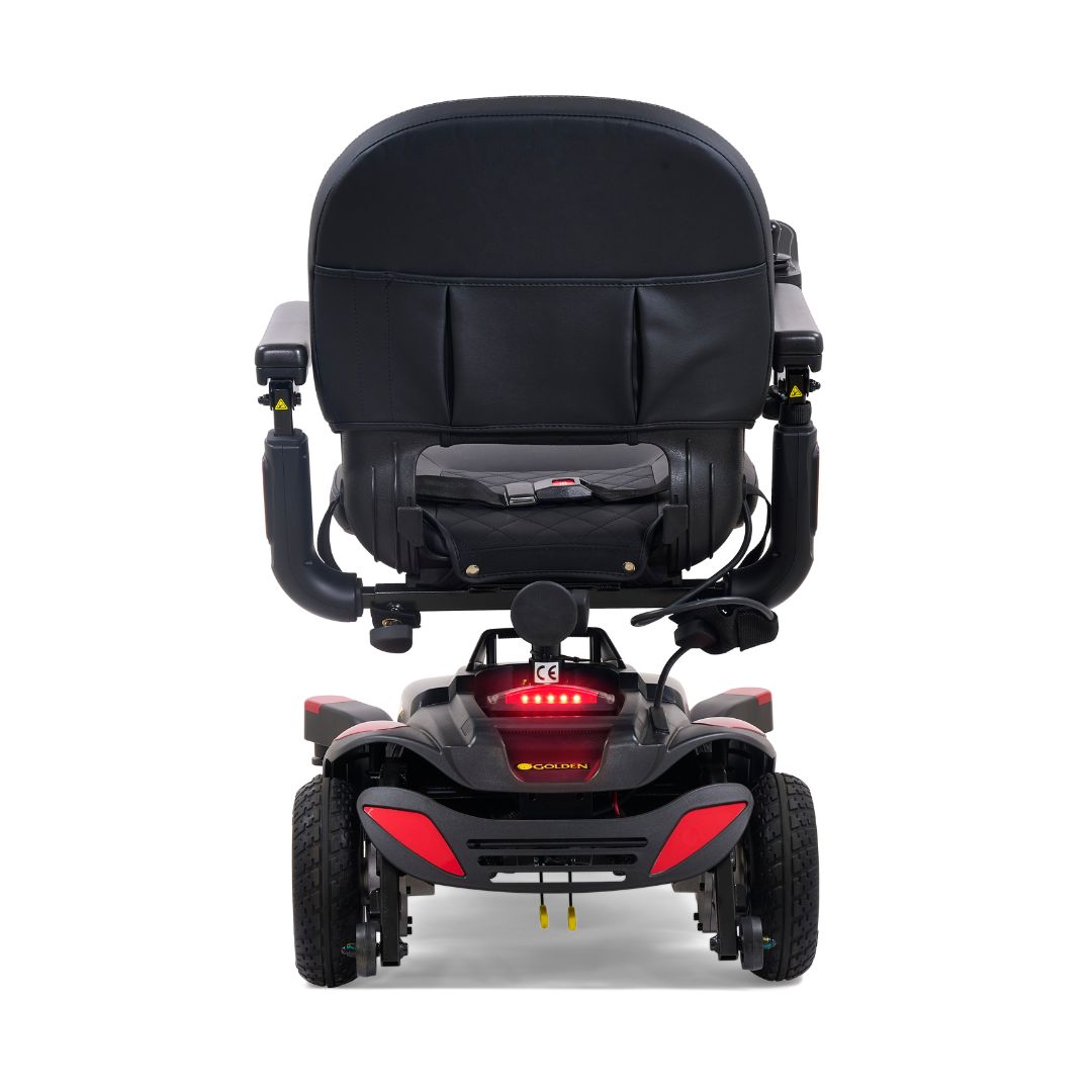 Golden Technologies BuzzAbout Travel Electric Wheelchair in Red Rear View
