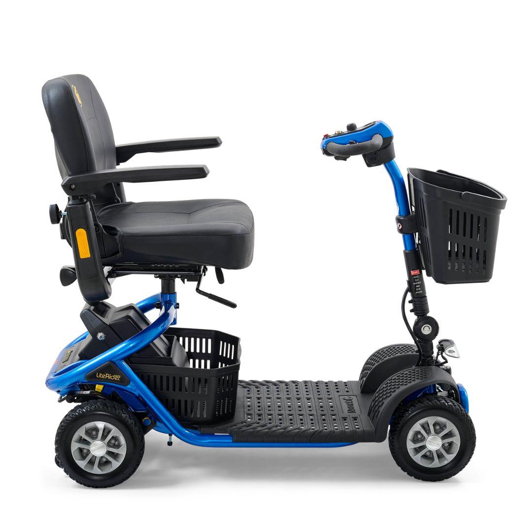 Golden Technologies LiteRider 4-Wheel Travel Mobility Scooter in Blue Side View