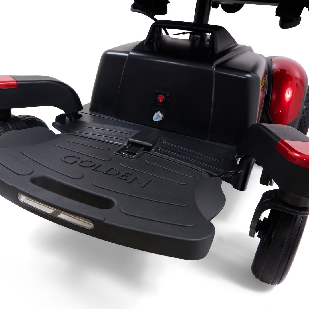Golden Technologies BuzzAbout Travel Electric Wheelchair in Red Footplate