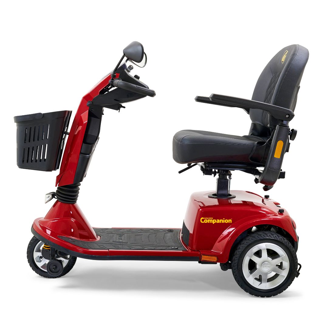 Golden Technologies Companion Full Size 3-Wheel Mobility Scooter in Red Side View