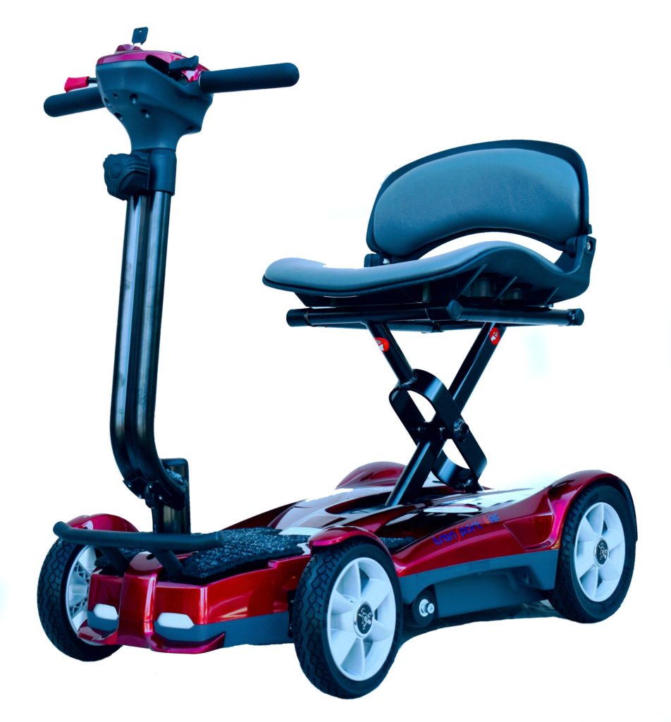 EV Rider Transport 4AF Automatic Folding Travel Mobility Scooter in Red