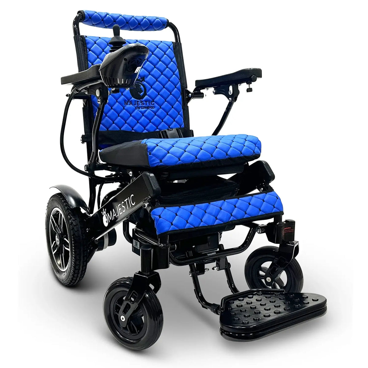 MAJESTIC IQ-8000 Remote Controlled Lightweight Electric Wheelchair In Black with Blue Overlay
