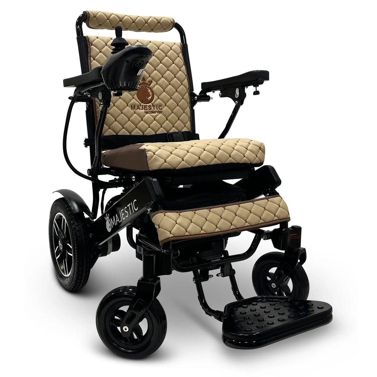 MAJESTIC IQ-8000 Remote Controlled Lightweight Electric Wheelchair in Black with Tan Overlay