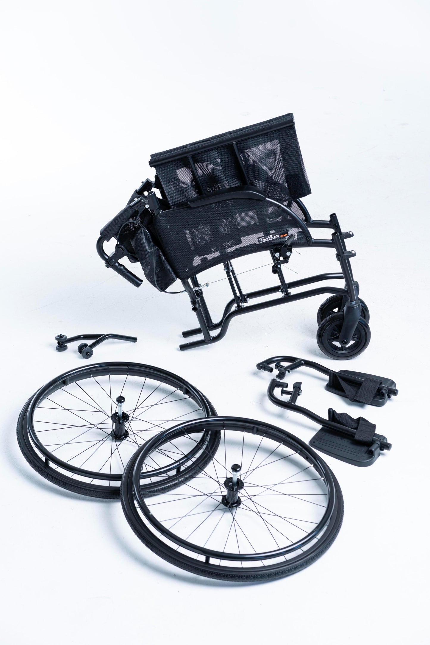 Feather Chair - World's Lightest Manual Wheelchair Broken Down