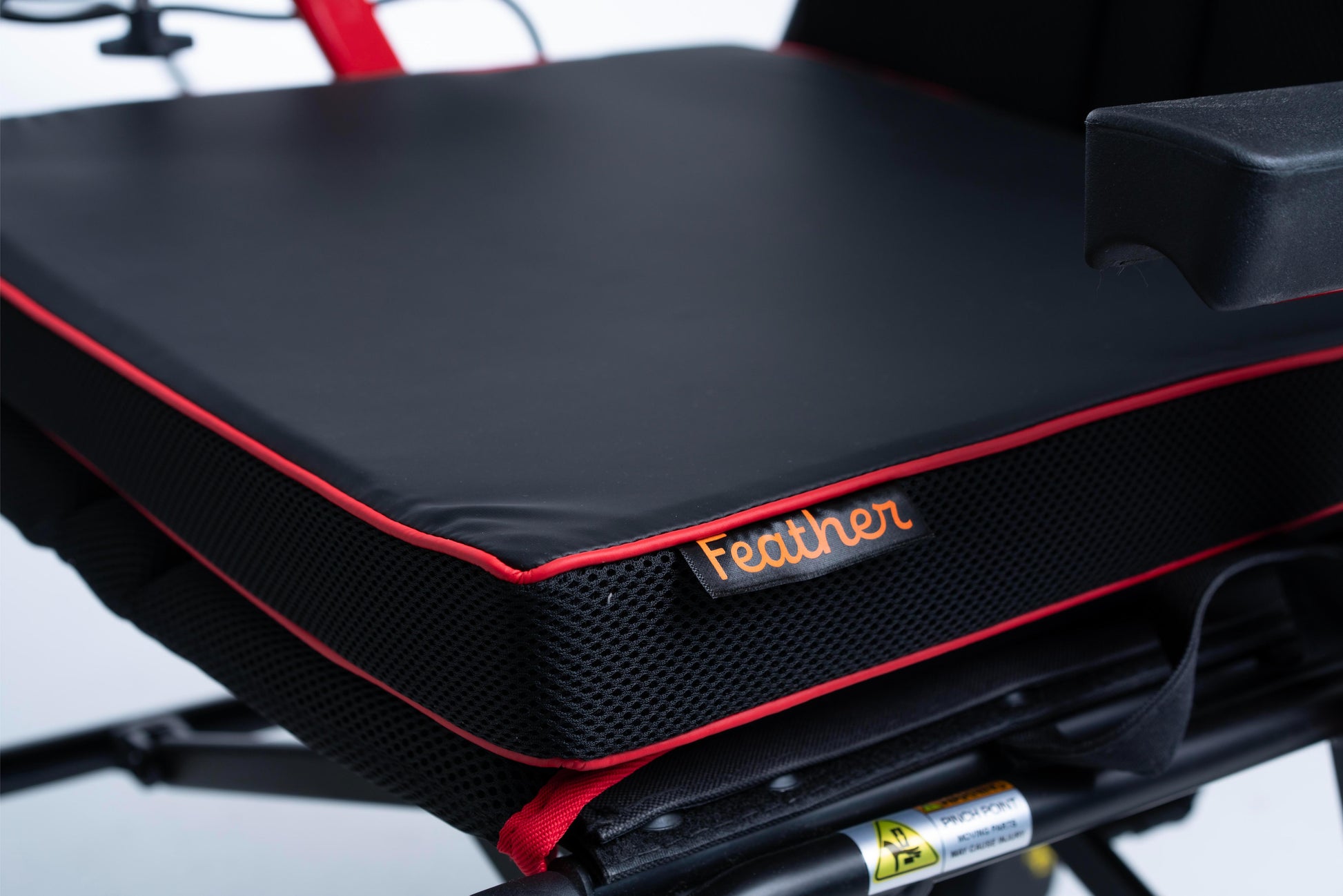 Feather Power Chair Logo on Seat