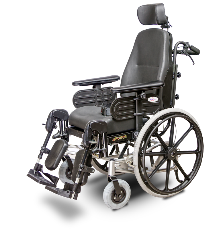 Ev rider Spring is a manual wheelchair with a lightweight aluminum frame with elevating leg rests