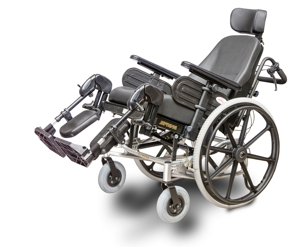 Heartway Spring is a manual wheelchair with a lightweight aluminum frame with elevating leg rests