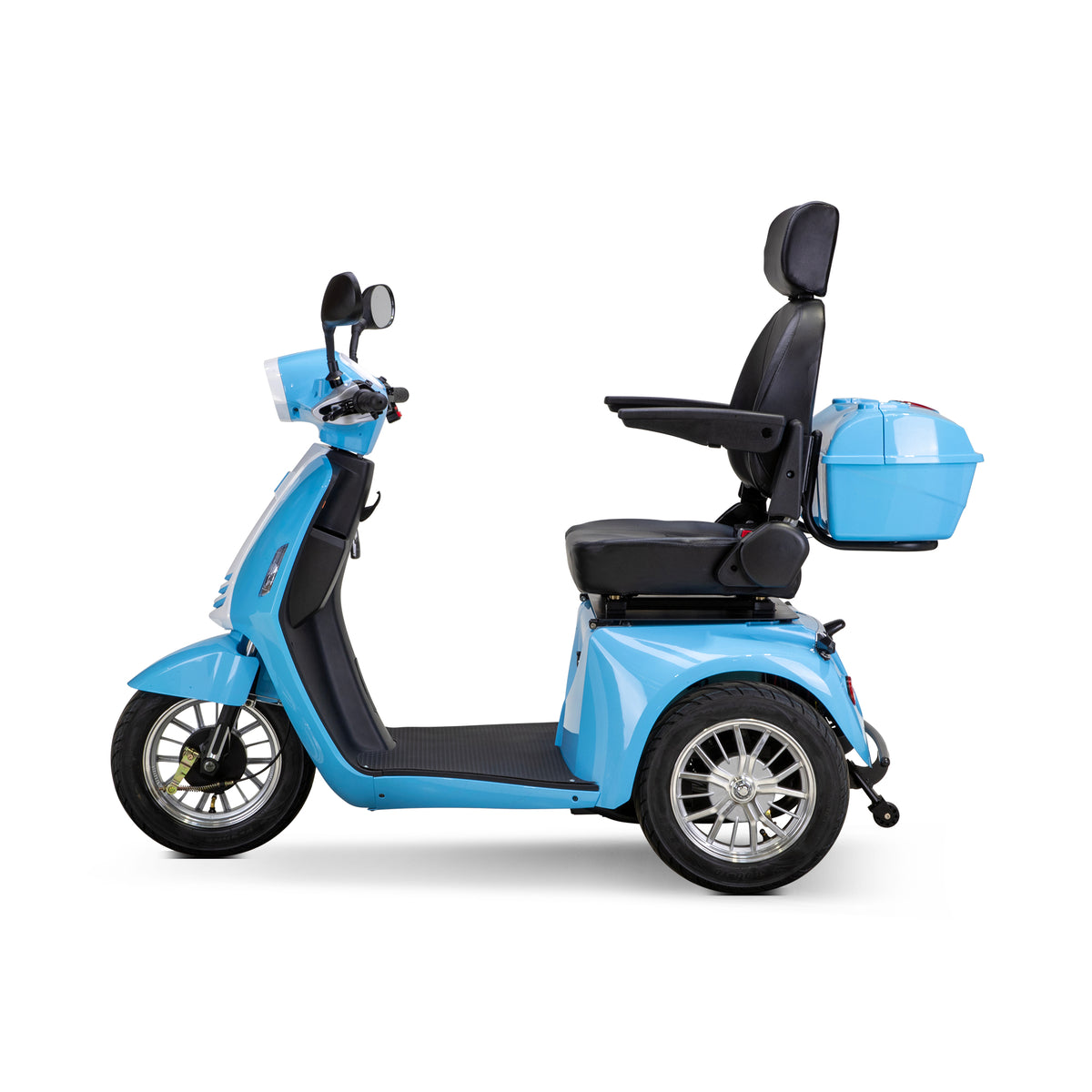 Bespoke Elite 3-Wheel All-Terrain Recreational Mobility Scooter in Blue Side View