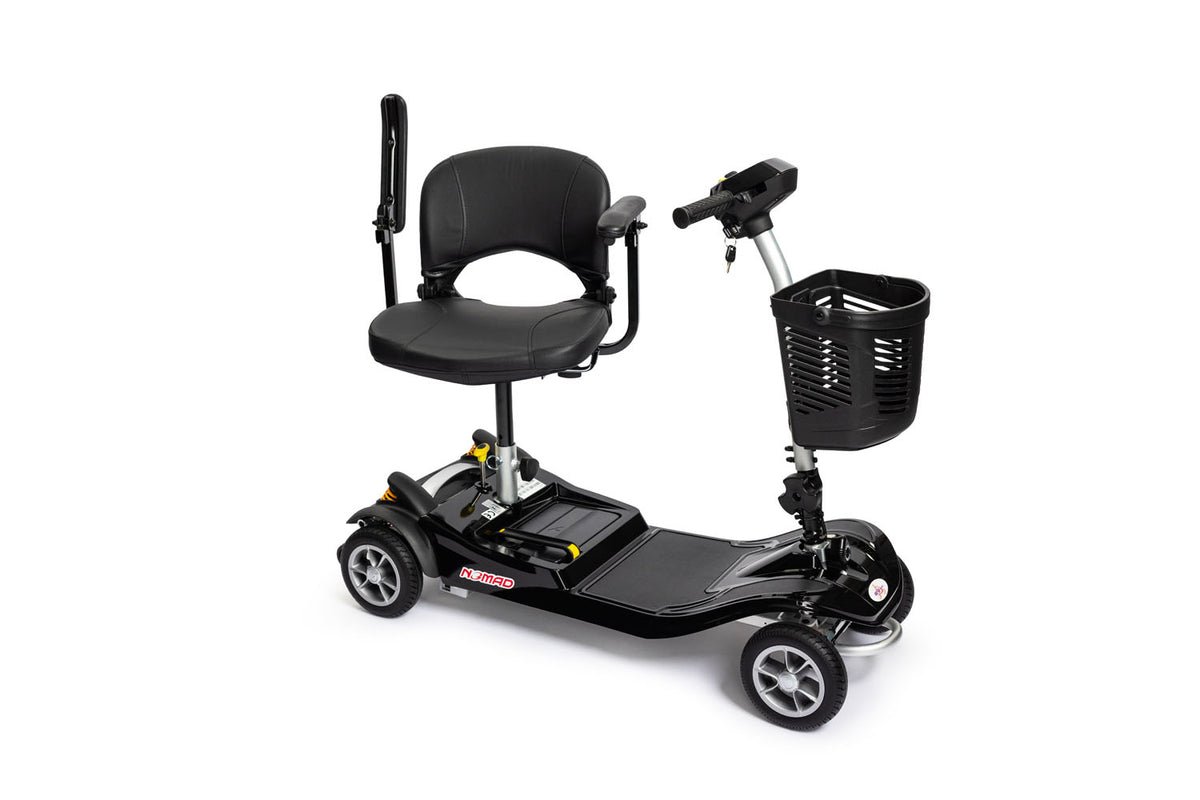 EV Rider Nomad Lightweight Mobility Scooter in Black with Turned Seat