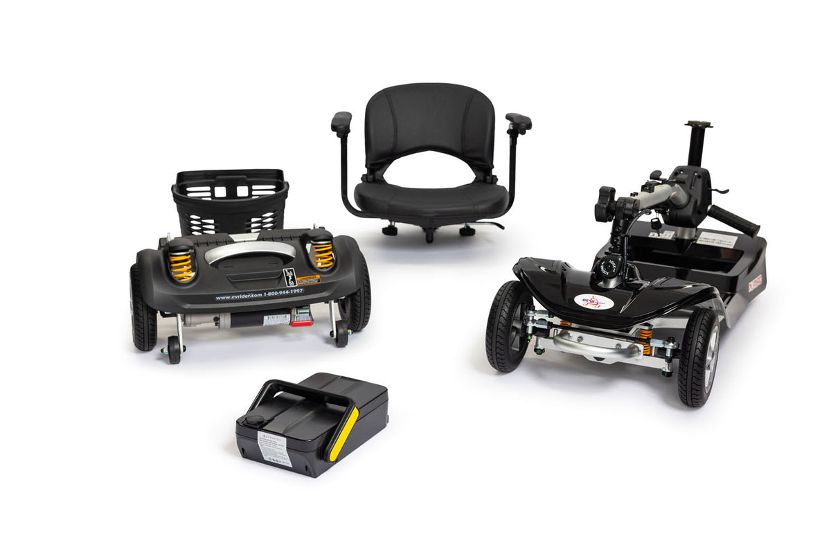 EV Rider Nomad Lightweight Mobility Scooter in Black Disassembled