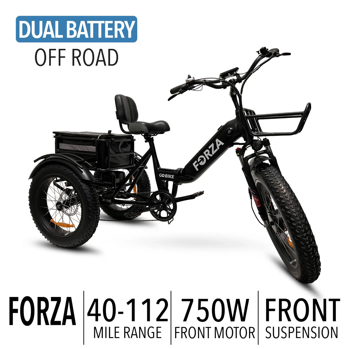 GoBike FORZA Electric Tricycle in Black with Specs