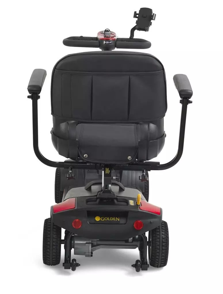 Golden Technologies Buzzaround XL 4-wheel (GB124A-STD) mobility scooter in red, back view.