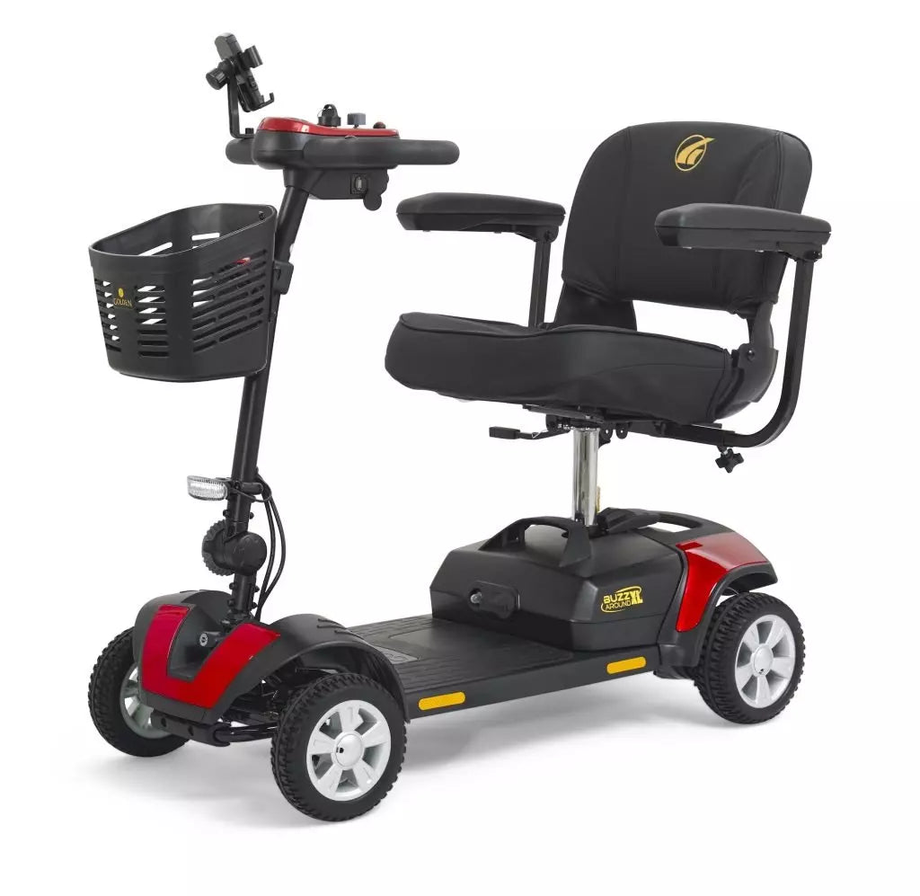 Golden Technologies Buzzaround XL 4-wheel (GB124A-STD) mobility scooter in red.